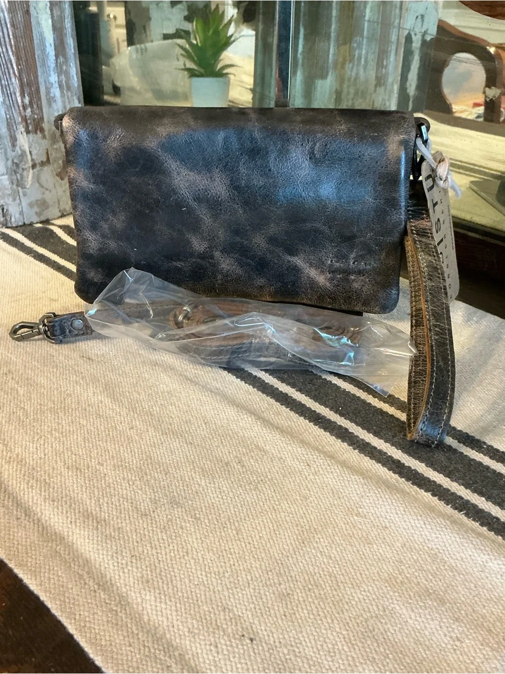 NWT Bed Stu Leather Cadence Wallet Wristlet Crossbody Bag Black Lux MSRP $179